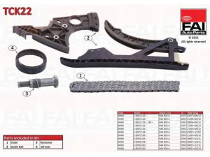 FAI AutoParts TCK22 pavaros grandinės komplektas 
 Variklis -> Variklio uždegimo laiko reguliavimo kontrolė -> Sinchronizavimo grandinė/įtempiklis/kreiptuvas -> Pavaros grandinės komplektas
11317516088