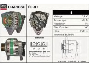 DELCO REMY DRA8650 kintamosios srovės generatorius 
 Elektros įranga -> Kint. sr. generatorius/dalys -> Kintamosios srovės generatorius
94AB-10300-AA, 94AB-10300-BA, 94FB-10300-AA