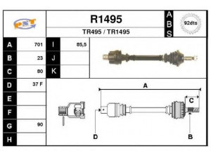 SNRA R1495 kardaninis velenas 
 Ratų pavara -> Kardaninis velenas
7700104751, 7700748375, 7700853055