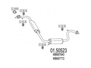 MTS 01.50523 vidurinis duslintuvas 
 Išmetimo sistema -> Duslintuvas
MB687772, MB687840