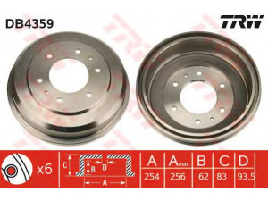 TRW DB4359 stabdžių būgnas 
 Stabdžių sistema -> Būgninis stabdys -> Stabdžių būgnas
5276144000