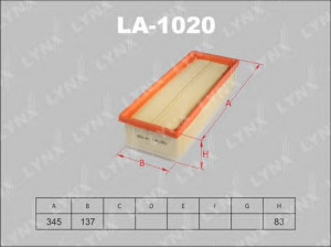 LYNXauto LA-1020 oro filtras 
 Filtrai -> Oro filtras
1K0 129 620 E
