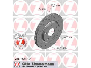ZIMMERMANN 400.3610.52 stabdžių diskas 
 Stabdžių sistema -> Diskinis stabdys -> Stabdžių diskas
168 421 0612
