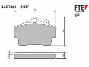 FTE BL1736A2 stabdžių trinkelių rinkinys, diskinis stabdys
986 351 930 02, 986 351 939 11