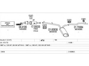 MTS C100603013321 išmetimo sistema 
 Išmetimo sistema -> Išmetimo sistema, visa