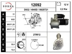 EAI 12092 starteris 
 Elektros įranga -> Starterio sistema -> Starteris
M2T63271, ME200206