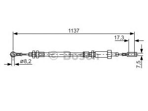 BOSCH 1 987 482 046 trosas, stovėjimo stabdys 
 Stabdžių sistema -> Valdymo svirtys/trosai
4745 G4, 1310462080, 4745 G4