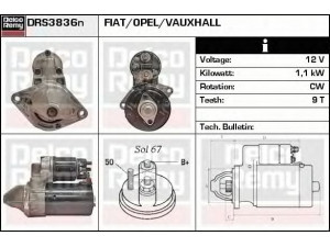 DELCO REMY DRS3836N starteris 
 Elektros įranga -> Starterio sistema -> Starteris
55566800, 1202281, 24436877, 55351608