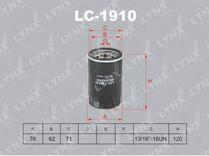LYNXauto LC-1910 alyvos filtras 
 Filtrai -> Alyvos filtras
48 03 201, 92068246
