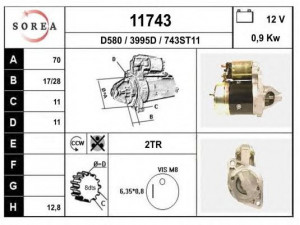 EAI 11743 starteris 
 Elektros įranga -> Starterio sistema -> Starteris
B30118400, M3T307, M3T33081, KKY02