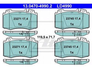 ATE 13.0470-4990.2 stabdžių trinkelių rinkinys, diskinis stabdys 
 Techninės priežiūros dalys -> Papildomas remontas
003 420 58 20, 004 420 05 20, 004 420 05 20 67