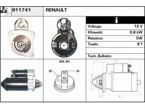 EDR 911741 starteris 
 Elektros įranga -> Starterio sistema -> Starteris
310003, 7700569256, 7700569257