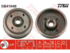 TRW DB4194B stabdžių būgnas 
 Stabdžių sistema -> Būgninis stabdys -> Stabdžių būgnas
4403957, 9111957, 7701465898, 7701642511