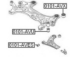 ASVA 1101-AVU valdymo svirties/išilginių svirčių įvorė 
 Ašies montavimas/vairavimo mechanizmas/ratai -> Valdymo svirtis/pasukamosios svirties sujungimas -> Montavimas/sutvirtinimas
96535069
