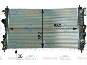 HELLA 8MK 376 910-251 radiatorius, variklio aušinimas 
 Aušinimo sistema -> Radiatorius/alyvos aušintuvas -> Radiatorius/dalys
13 00 305, 13310787