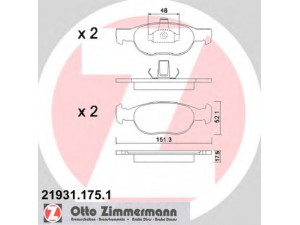 ZIMMERMANN 21931.175.1 stabdžių trinkelių rinkinys, diskinis stabdys 
 Techninės priežiūros dalys -> Papildomas remontas
77362170, 9948408, 9948410