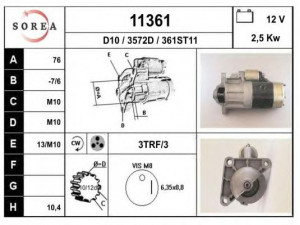 EAI 11361 starteris 
 Elektros įranga -> Starterio sistema -> Starteris
7701499246