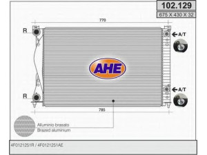 AHE 102.129 radiatorius, variklio aušinimas 
 Aušinimo sistema -> Radiatorius/alyvos aušintuvas -> Radiatorius/dalys
4F0121251AE