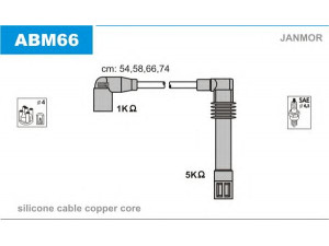 JANMOR ABM66 uždegimo laido komplektas 
 Kibirkšties / kaitinamasis uždegimas -> Uždegimo laidai/jungtys