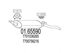 MTS 01.65590 galinis duslintuvas 
 Išmetimo sistema -> Duslintuvas
7700756216, 7701036265
