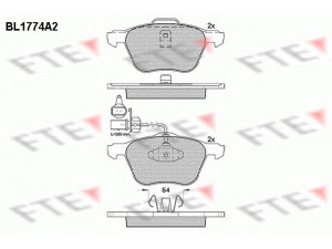 FTE BL1774A2 stabdžių trinkelių rinkinys, diskinis stabdys 
 Techninės priežiūros dalys -> Papildomas remontas
1133446, 1205696, 1237133, YM212K021BA