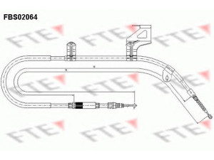 FTE FBS02064 trosas, stovėjimo stabdys 
 Stabdžių sistema -> Valdymo svirtys/trosai
3B0 609 722 F, 3B0 609 722 K, 3B0 609 722 N