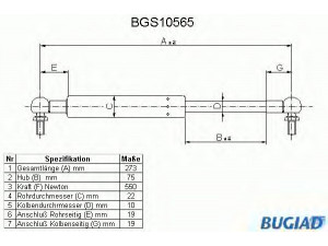 BUGIAD BGS10565 dujinė spyruoklė, bagažinė 
 Priedai -> Bagažinė/pakrovimo skyrius
8443090J10