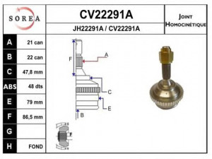 EAI CV22291AK jungčių komplektas, kardaninis velenas 
 Ratų pavara -> Sujungimai/komplektas