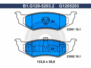 GALFER B1.G120-5203.2 stabdžių trinkelių rinkinys, diskinis stabdys 
 Techninės priežiūros dalys -> Papildomas remontas
0 4762 669, 0 4863 784, 0 5011 630AA