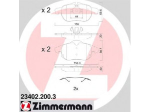 ZIMMERMANN 23402.200.3 stabdžių trinkelių rinkinys, diskinis stabdys 
 Techninės priežiūros dalys -> Papildomas remontas
77364224, 16 05 088, 16 05 094