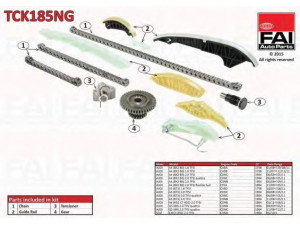 FAI AutoParts TCK185NG pavaros grandinės komplektas 
 Variklis -> Variklio uždegimo laiko reguliavimo kontrolė -> Sinchronizavimo grandinė/įtempiklis/kreiptuvas -> Pavaros grandinės komplektas