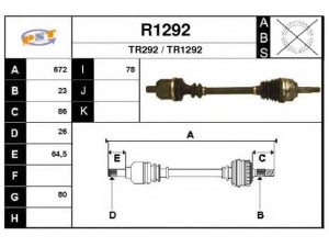 SNRA R1292 kardaninis velenas 
 Ratų pavara -> Kardaninis velenas
8200351247, 8200379236, 8200432515