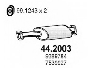 ASSO 44.2003 priekinis duslintuvas 
 Išmetimo sistema -> Duslintuvas
7539927, 9378407, 9389784