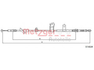 METZGER 17.4224 trosas, stovėjimo stabdys 
 Stabdžių sistema -> Valdymo svirtys/trosai
47510-SAA-J53, 47510-SAA-J54
