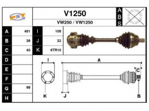 SNRA V1250 kardaninis velenas 
 Ratų pavara -> Kardaninis velenas
8N0407271E