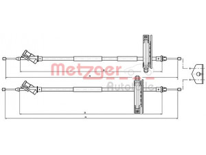 METZGER 10.5361 trosas, stovėjimo stabdys 
 Stabdžių sistema -> Valdymo svirtys/trosai
1253158