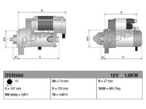 DENSO DSN986 starteris 
 Elektros įranga -> Starterio sistema -> Starteris
28100-0Y020, 28100-0Y021, 28100-0Y022