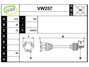 SERA VW257 kardaninis velenas 
 Ratų pavara -> Kardaninis velenas
1J0407272HD, 1J0407452SX