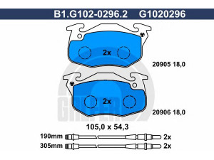 GALFER B1.G102-0296.2 stabdžių trinkelių rinkinys, diskinis stabdys 
 Techninės priežiūros dalys -> Papildomas remontas
95 659 340, 4250 91, 4250 92, 4251 20