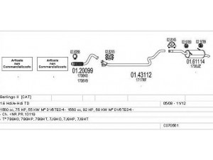 MTS C070561025187 išmetimo sistema 
 Išmetimo sistema -> Išmetimo sistema, visa