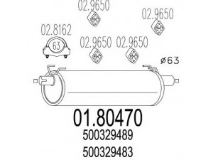 MTS 01.80470 vidurinis duslintuvas
500329483, 500329489