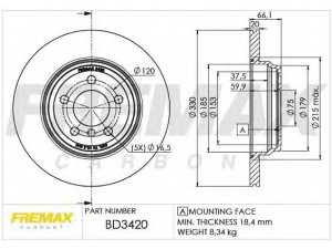 FREMAX BD-3420 stabdžių diskas 
 Dviratė transporto priemonės -> Stabdžių sistema -> Stabdžių diskai / priedai
3421 6 792 233, 3421 6 864 899