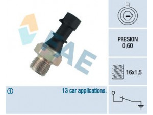 FAE 12480 alyvos slėgio jungiklis 
 Variklis -> Variklio elektra
8-90336-039-0, 1252566, 90337836