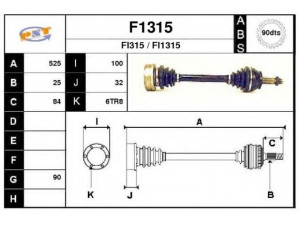 SNRA F1315 kardaninis velenas 
 Ratų pavara -> Kardaninis velenas
