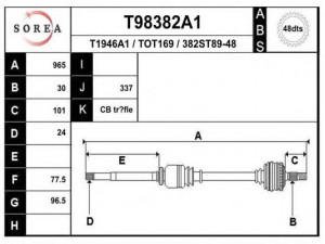 EAI T98382A1 kardaninis velenas 
 Ratų pavara -> Kardaninis velenas
4341044060