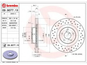 BREMBO 09.9077.1X stabdžių diskas 
 Dviratė transporto priemonės -> Stabdžių sistema -> Stabdžių diskai / priedai
26300AE060, 26300AE061, 26300FE010