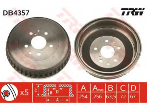 TRW DB4357 stabdžių būgnas 
 Stabdžių sistema -> Būgninis stabdys -> Stabdžių būgnas
4243126070, 4243126071