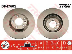 TRW DF4760S stabdžių diskas 
 Stabdžių sistema -> Diskinis stabdys -> Stabdžių diskas
7L8615302, 95535140250, 95535140251
