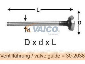 VAICO V30-2031 išleidimo vožtuvas 
 Variklis -> Variklio uždegimo laiko reguliavimo kontrolė -> Vožtuvų eilė -> Vožtuvai/dalys
103 050 17 27
