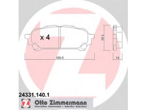 ZIMMERMANN 24331.140.1 stabdžių trinkelių rinkinys, diskinis stabdys 
 Techninės priežiūros dalys -> Papildomas remontas
032006220, 26696FE040, 26696FE050